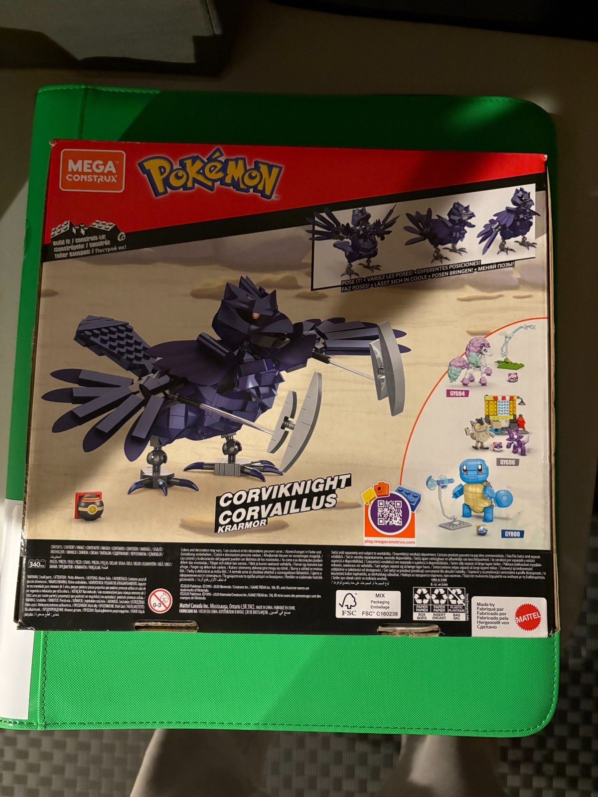 Mega Construx Pokemon Corviknight Building Set GYG98 340 pcs 887961971644 New